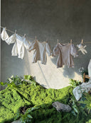 Baby meisje Lima newborn pakje geboortepakje van zacht katoen met schuine knoopjes in wit, creme en oud roze maat 50/56 en 62/68 (0 - 6 maanden) 