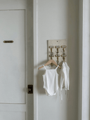 Rib Ribbon Bodysuit Cardigan Set - romper en vestje - Petite Amé